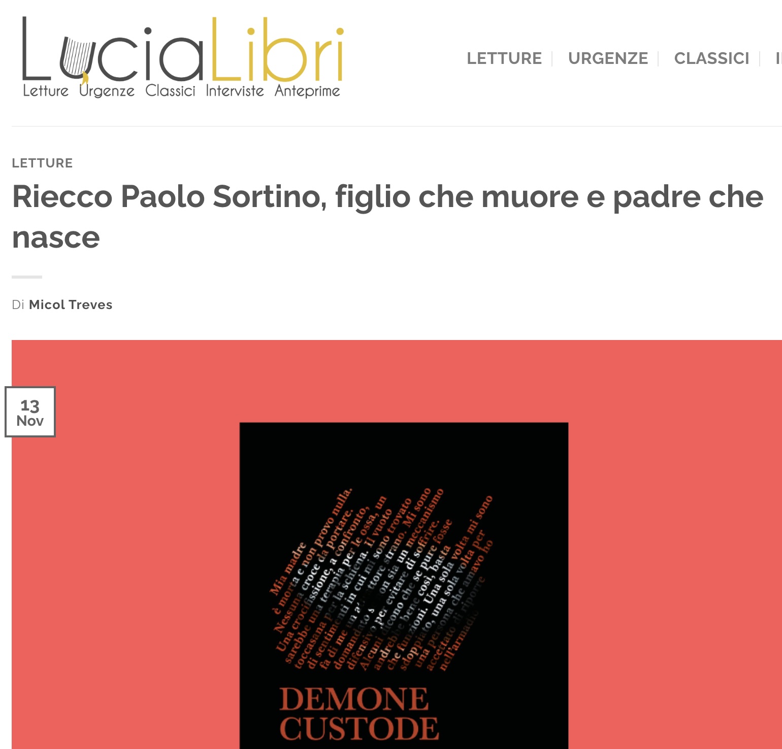 recensione di Micol Treves del Demone custode